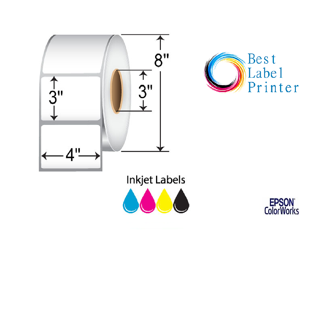 4" X 3" EPSON COLORWORKS MEDIA HIGH GLOSS LABELS {COLORWORKS C6000/C7500 SERIES} (3"CORE/8"OD)