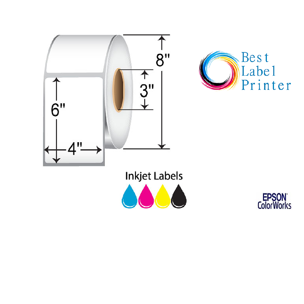 4" x 6" Epson ColorWorks Media High Gloss Labels (C6000/C7500 Series) (3"CORE/8"OD)