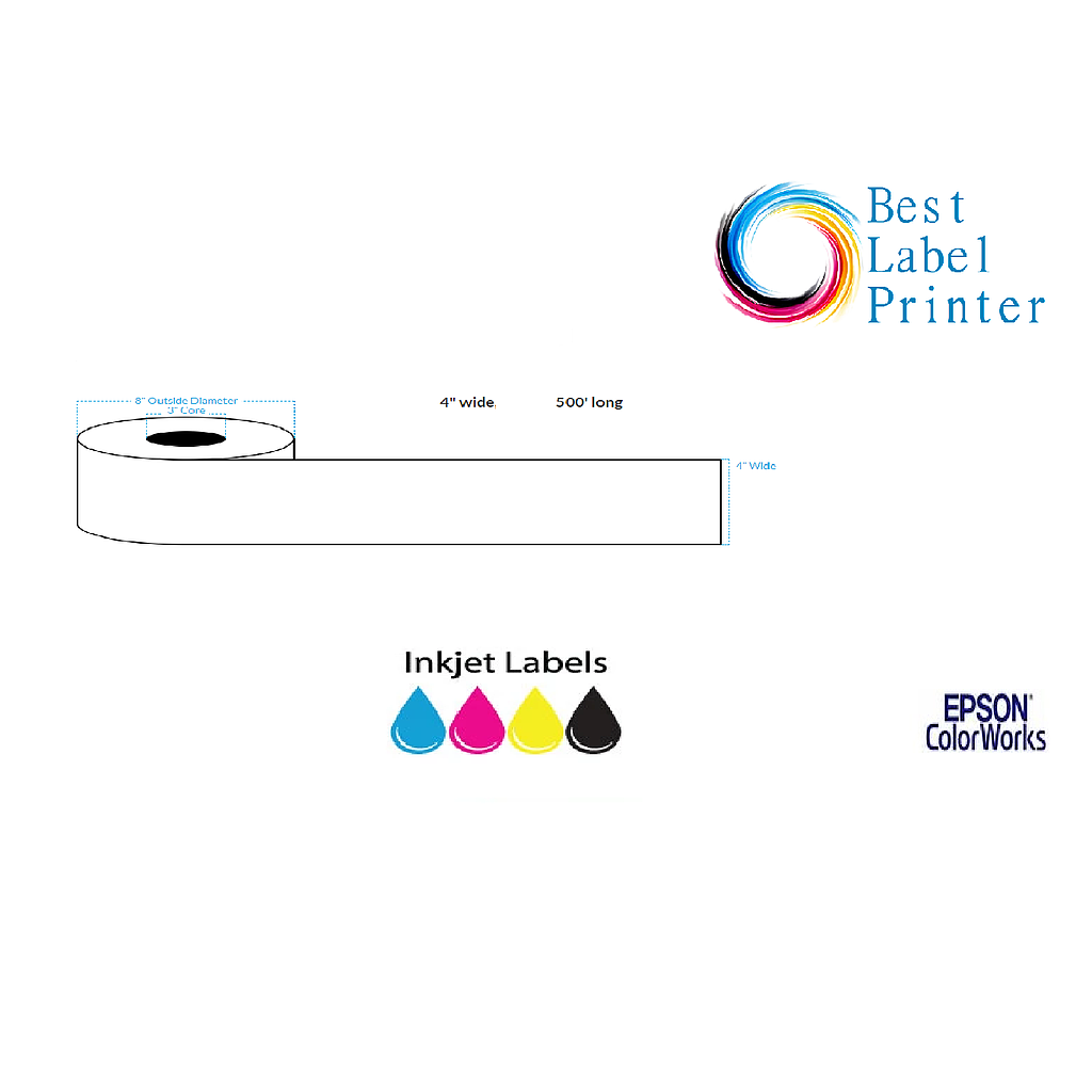 4" x 500' Epson ColorWorks Media High Gloss Labels (C6000/C7500 Series) (3"CORE/8"OD)