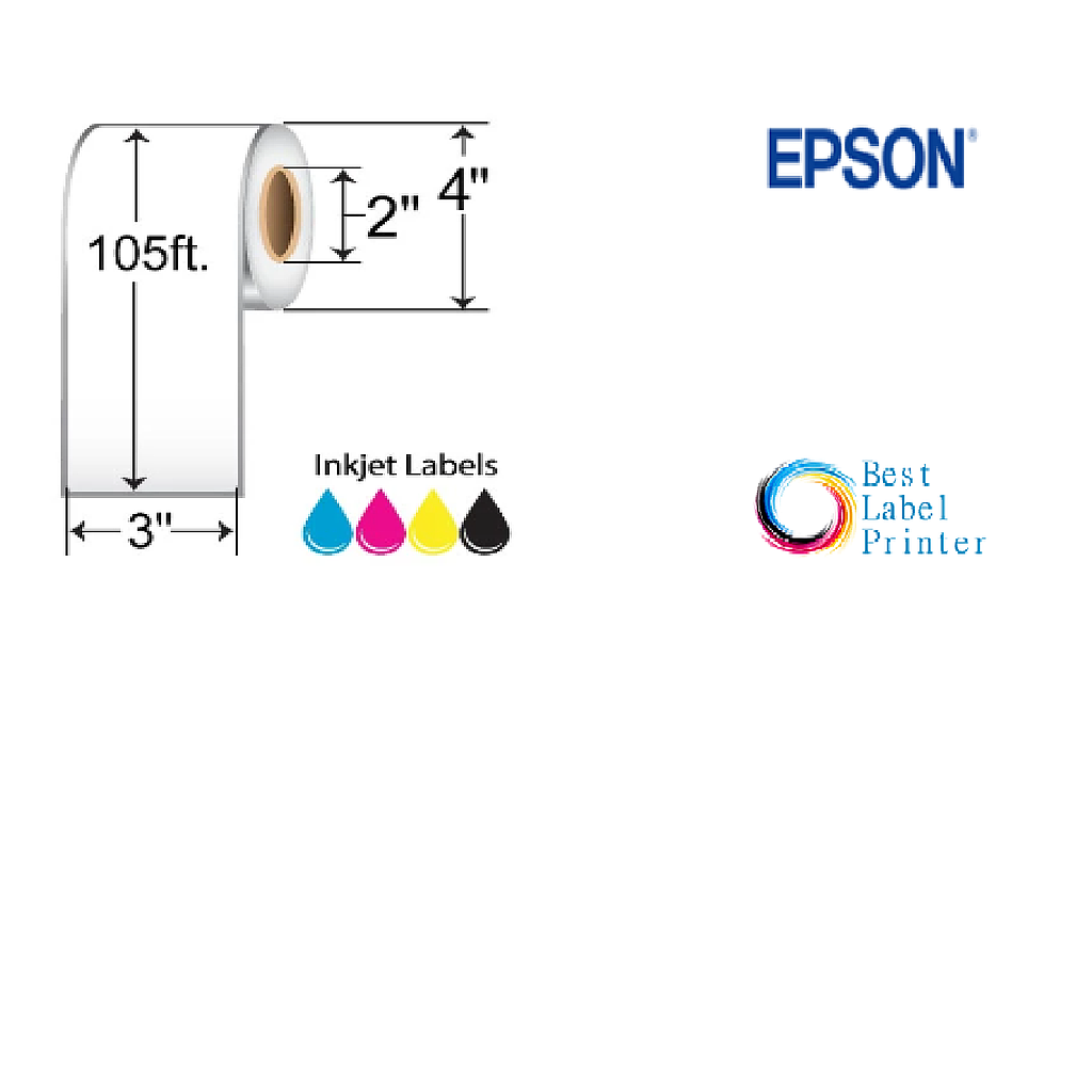 [C35MC002] 3" x 105' Epson ColorWorks Media Premium Matte Labels (C3500/C4000 Series) (2"CORE/4"OD)
