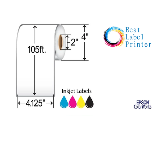 4-1/8" x 105' Epson ColorWorks Media Premium Matte Labels (C3500/C4000 Series) (2"CORE/4"OD)