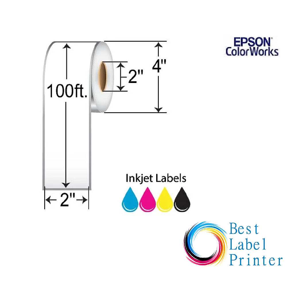 [C35GC001] 2" x 100' Epson ColorWorks Media High Gloss Labels (C3500/C4000 Series) (2"CORE/4"OD)