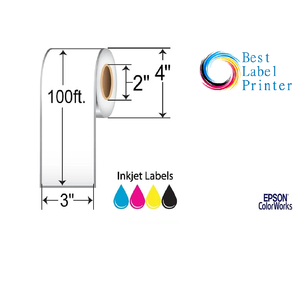 [C35GC002] 3" x 100' Epson ColorWorks Media High Gloss Labels (C3500/C4000 Series) (2"CORE/4"OD)
