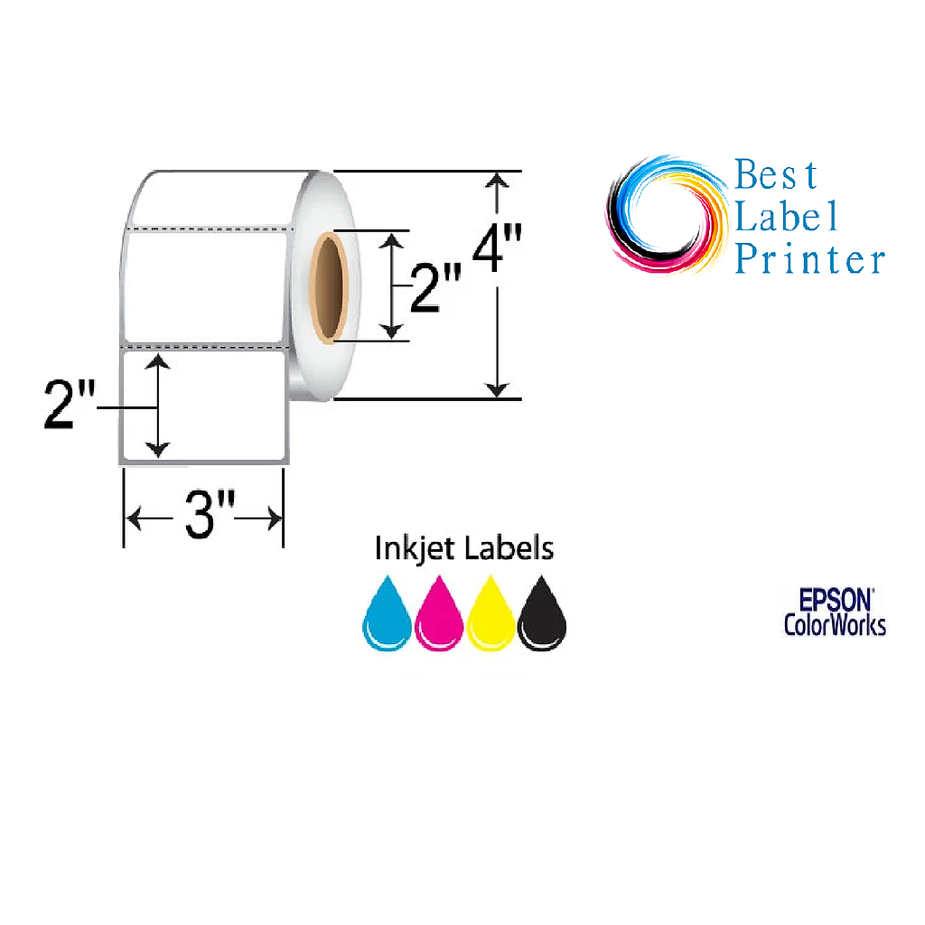 3" x 2" Epson ColorWorks Media Durable Matte Synthetic Labels (C3500/C4000 Series) (2"CORE/4"OD)