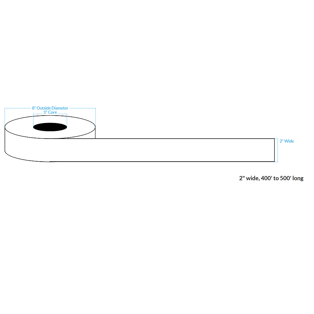 [101065-3X8-HGB-129-1010000] 2" X 500' Premium High Gloss White Polypropylene BOPP {Continuous} Roll Labels  (3"Core/8"OD)