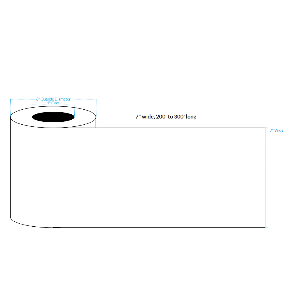 [101591-3X6-RMWB-151-1010000] 7" X 250' Removeable Matte White Polypropylene BOPP {Continuous} Roll Labels  (3"Core/6"OD)
