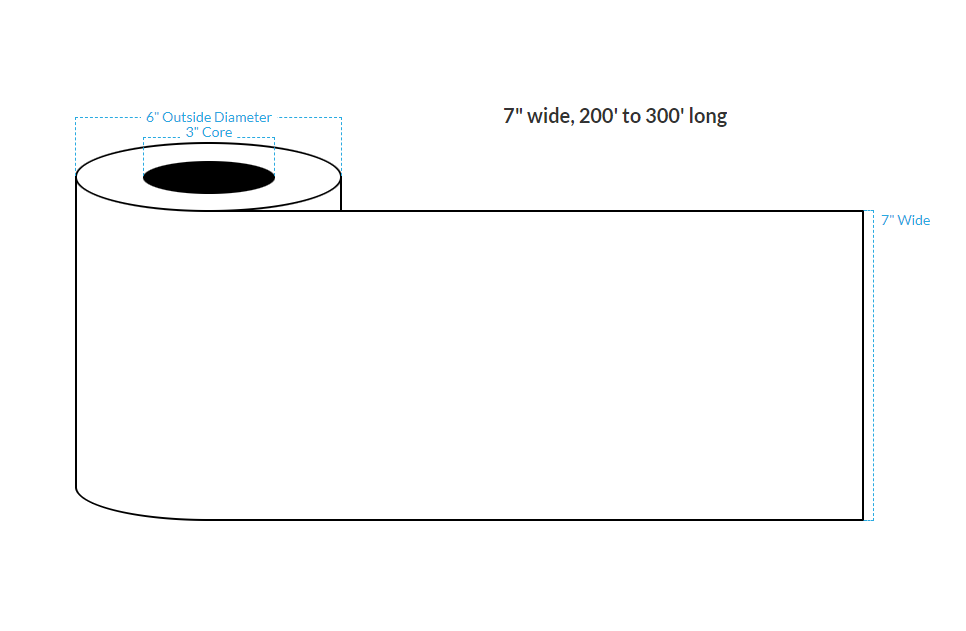 [101591-3X6-MWB-149-1010000] 7" X 250' Matte White Polypropylene BOPP {Continuous} Roll Labels  (3"Core/6"OD)