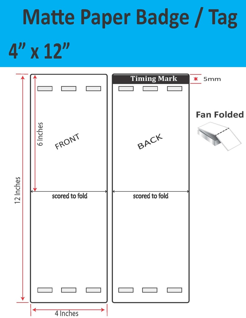 [IJM-4-12-1000-3H-9TG] 4” X 12” MATTE PAPER TRADE SHOW/EVENT/VISITOR ID BADGE TAGS (BEST FOR EPSON COLORWORKS C4000/D3800 SERIES LABEL PRINTERS) (FAN FOLDED)