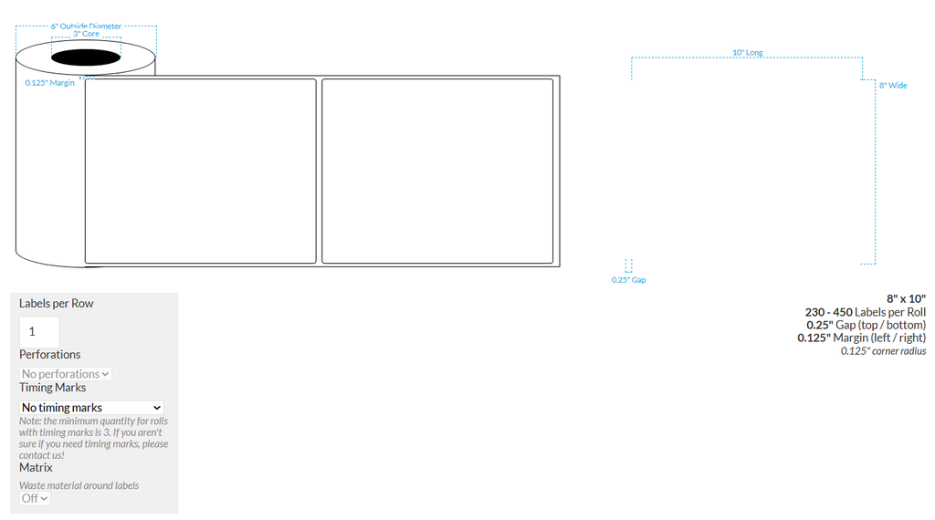 [100392-3X6-MWB5609-151-1000000] 8" X 10" Matte White BOPP (BS5609 Certification) {Rounded Corners} Roll Labels  (3"Core/6"OD)