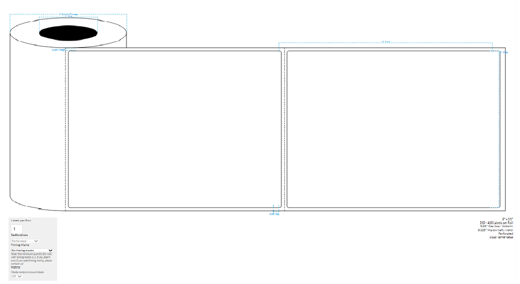 8" X 11" PERFORATED MATTE WHITE BOPP(BS5609 CERTIFICATION) {ROUNDED CORNERS} Roll Labels  (3"CORE/6"OD)