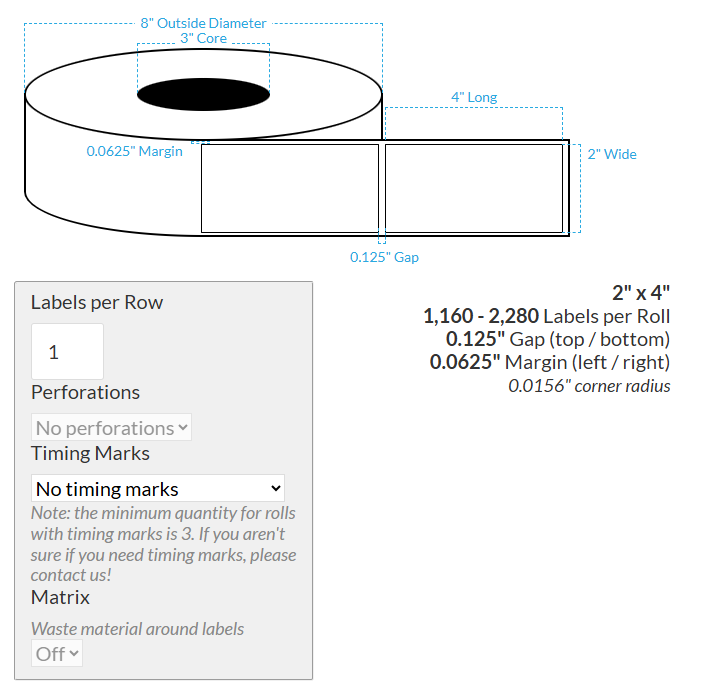 2" X 4" VIPColor VP610 Smooth Silver Holographic (Rectangle/Square Corners) Roll Labels (3"Core/8"OD)