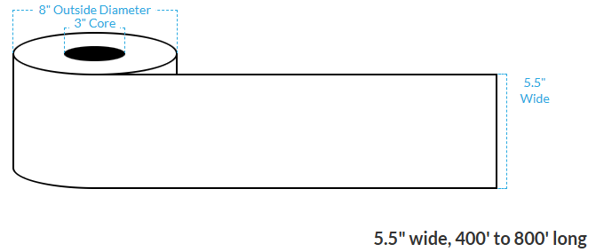 [100956-3X8-MWB-182-1010000] 5.5" X 500' VIPColor VP550 Matte White BOPP (Continuous) Roll Labels (3"Core/8"OD)