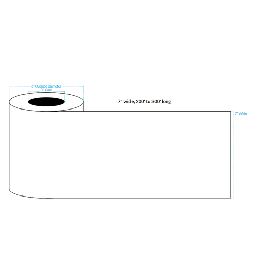 [101591-3X6-RMWB-151-1010000] 7" x 250' REMOVEABLE MATTE WHITE Polypropylene BOPP {CONTINUOUS} Roll Labels  (3"CORE/6"OD)