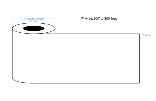 [101591-3X6-MWB-149-1010000] 7" x 250' MATTE WHITE Polypropylene BOPP {CONTINUOUS} Roll Labels  (3"CORE/6"OD)