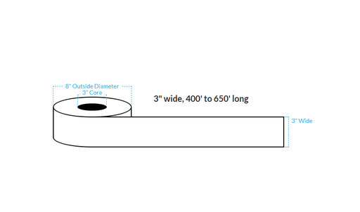 [100957-3X8-HGB-161-1010000] 3" x 500' HIGH GLOSS WHITE Polypropylene BOPP {CONTINUOUS} Roll Labels (3"CORE/8"OD)