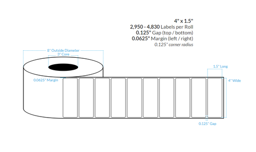 [100541-3X8-CPH-129-1000000] 4" X 1.5" CRYSTAL PATTERN HOLOGRAPHIC {ROUNDED CORNERS} Roll Labels  (3"CORE/8"OD)